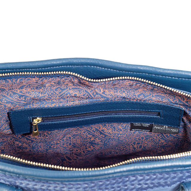 Foto 3 pulgar | Bolso Tote A Ángelozano Modelo Soraya Piel Grabada Color Azul
