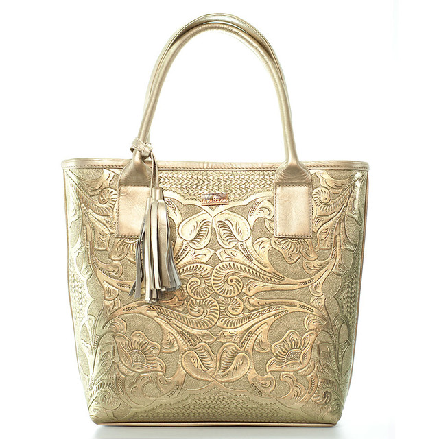 Foto 1 | Bolso Tote A Ángelozano Modelo Soraya Piel Grabada Color Oro