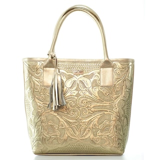 Foto 1 | Bolso Tote A Ángelozano Modelo Soraya Piel Grabada Color Oro