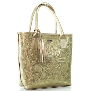 Foto 2 | Bolso Tote A Ángelozano Modelo Soraya Piel Grabada Color Oro