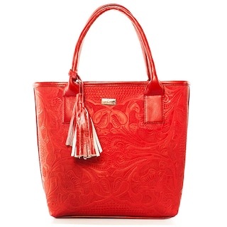 Foto 1 | Bolso Tote A Ángelozano Modelo Soraya Piel Grabada Color Rojo