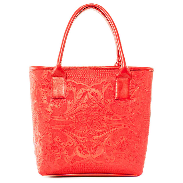 Foto 3 pulgar | Bolso Tote A Ángelozano Modelo Soraya Piel Grabada Color Rojo