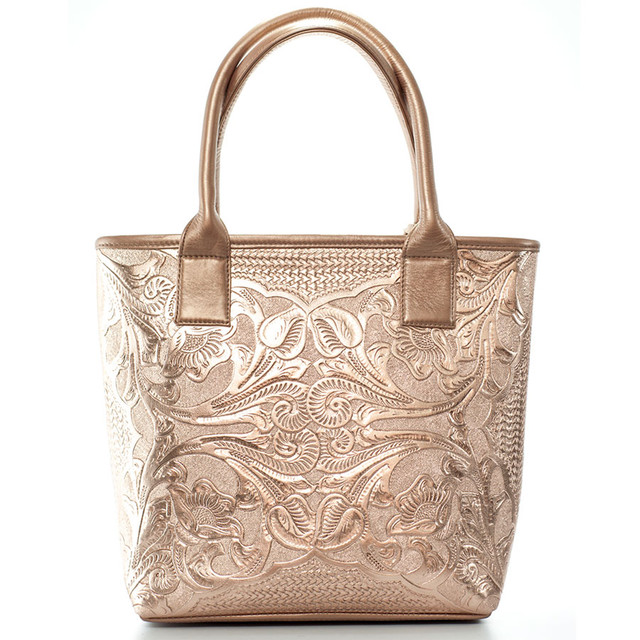 Foto 3 pulgar | Bolso Tote A Ángelozano Modelo Soraya Piel Grabada Color Oro Rosado