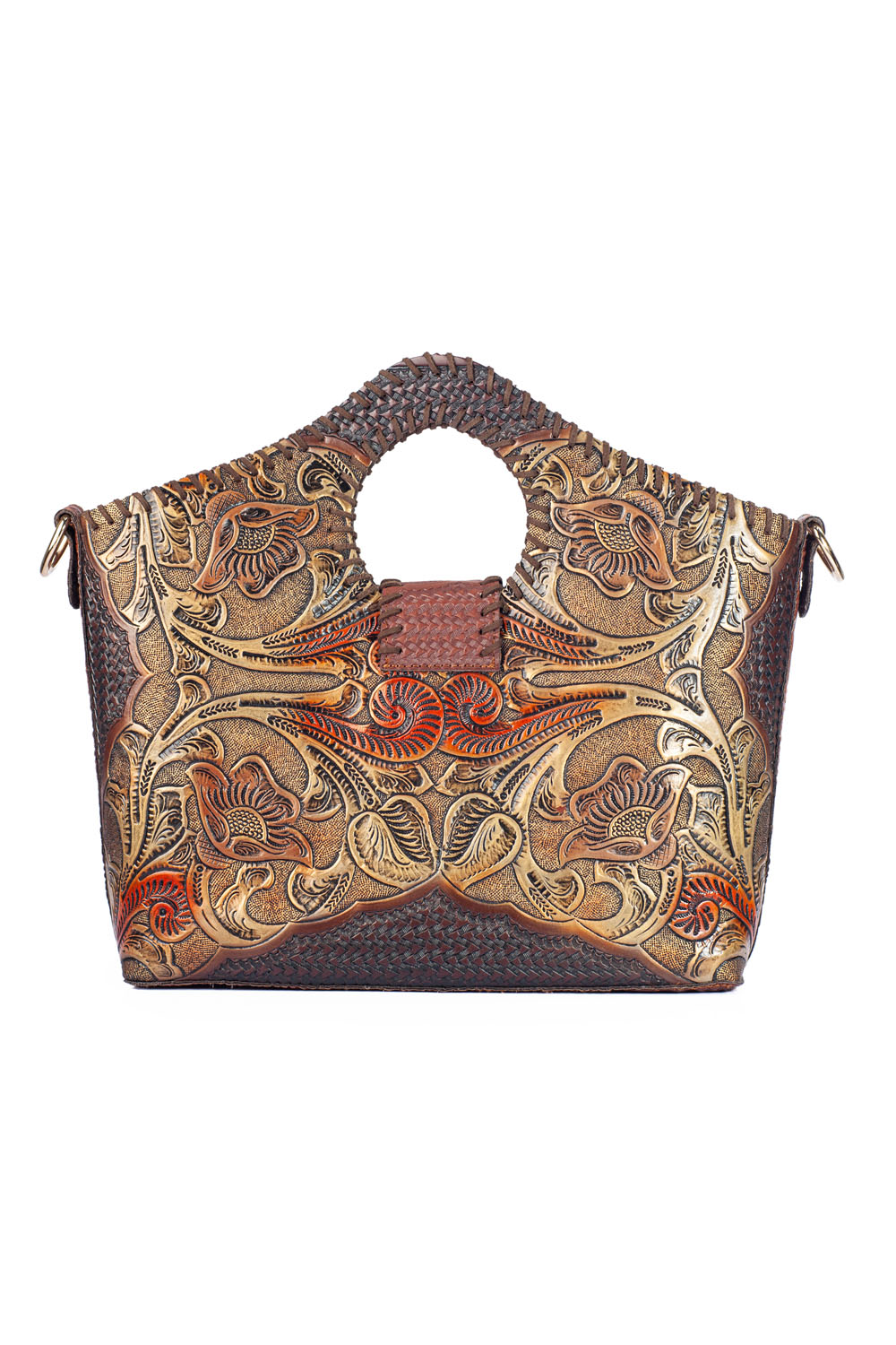 Foto 2 | Bolso Tote A Ángelozano de Piel con Grabados y Pintados a Mano color Café