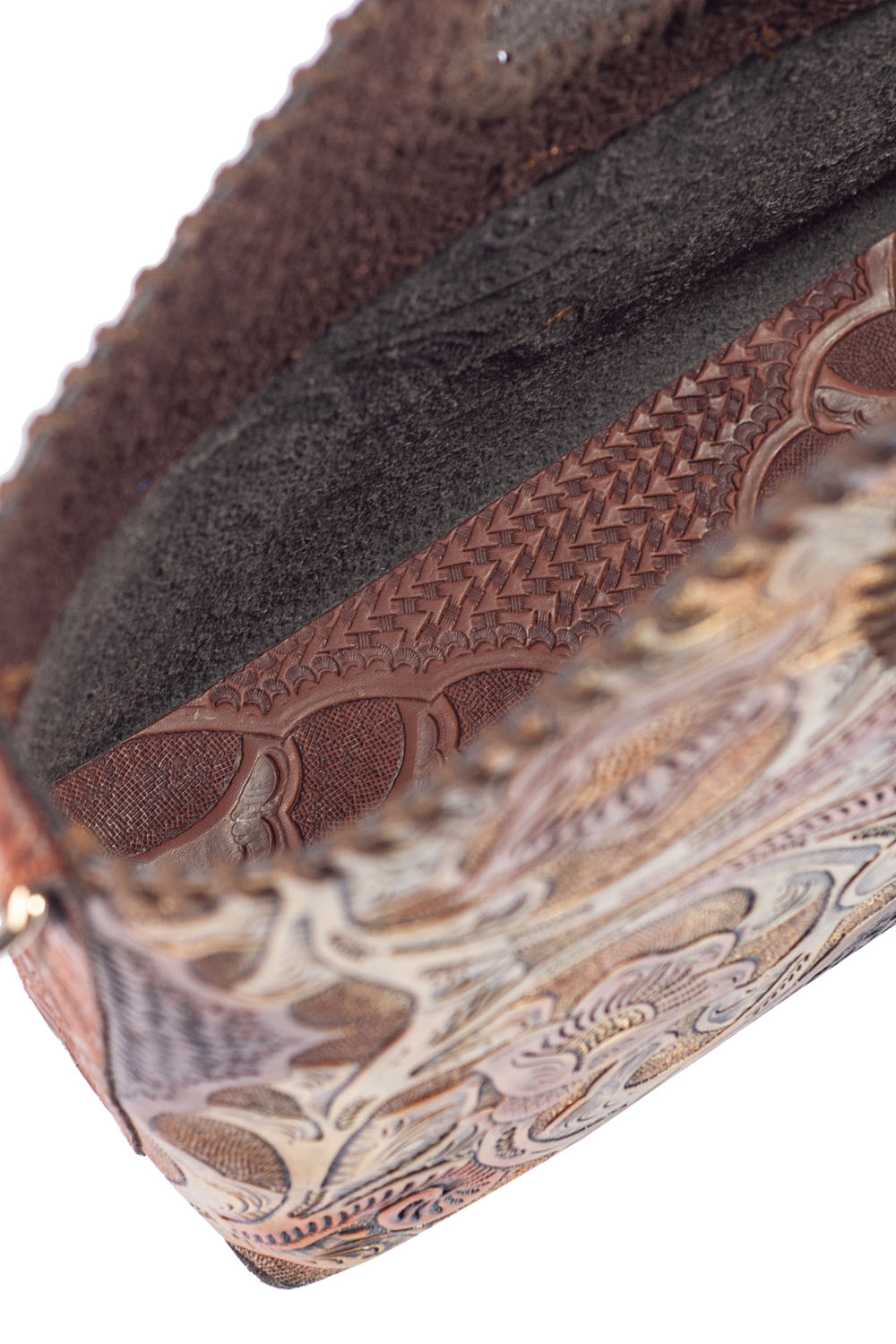 Foto 4 | Bolso Tote A Ángelozano de Piel con Grabados y Pintados a Mano color Café