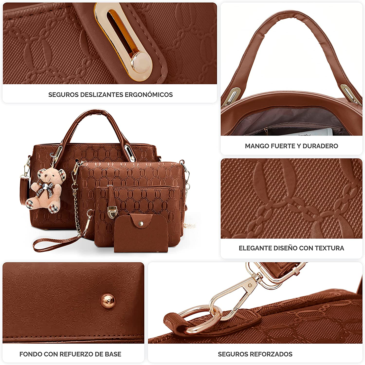 Foto 5 pulgar | Bolsos Impermeables Belug para Mujer color Café 4 piezas