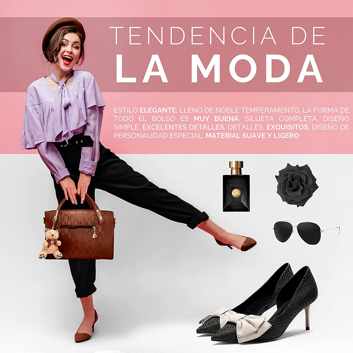Foto 5 | Bolsos Impermeables Belug para Mujer color Café 4 piezas