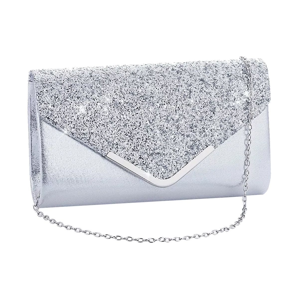 Foto 1 | Bolso de Noche Genérica color Plata de Embrague Brillante para Fiestas