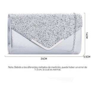 Foto 2 | Bolso de Noche Genérica color Plata de Embrague Brillante para Fiestas