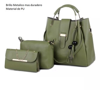 Foto 2 | Bolsas Bandoleras Belug color Verde 3 Piezas