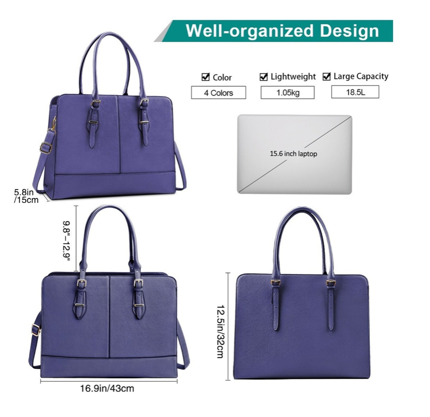 Foto 3 pulgar | Bolsa Tote Elegante para Laptop 15.6" Casual Verde de Mujer