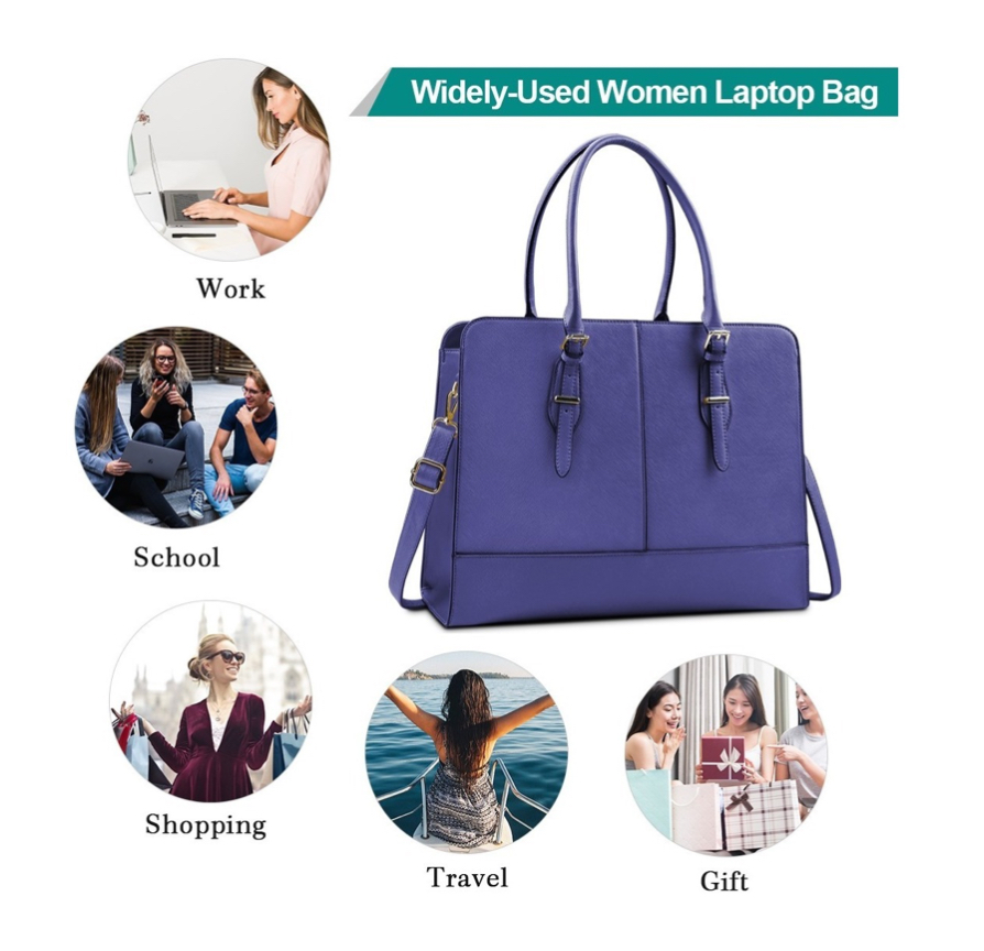 Foto 4 pulgar | Bolsa Tote Elegante para Laptop 15.6" Casual Verde de Mujer