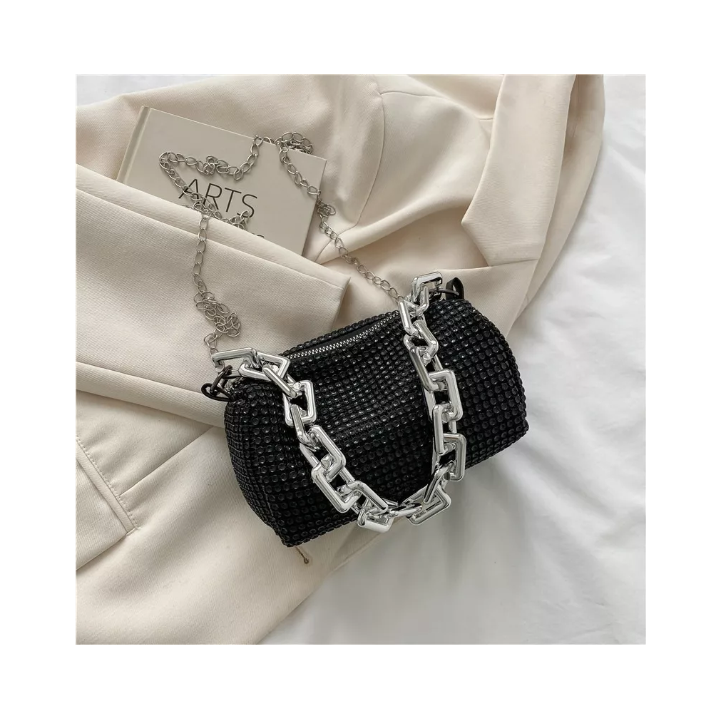 Foto 3 | Bolsa de Mano con Cristales Negro