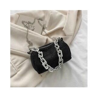 Foto 3 | Bolsa de Mano con Cristales Negro