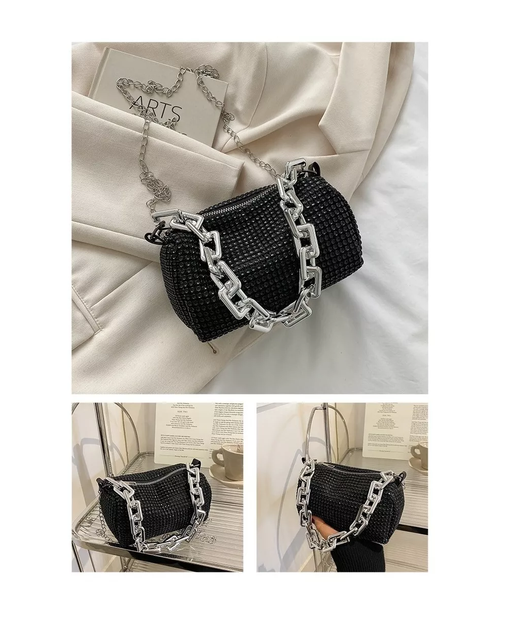 Foto 4 | Bolsa de Mano con Cristales Negro