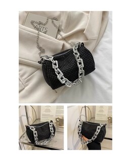 Foto 4 | Bolsa de Mano con Cristales Negro