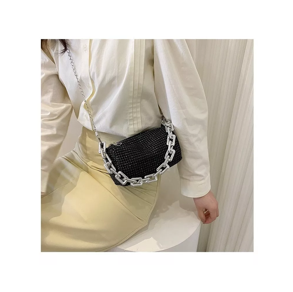 Foto 5 | Bolsa de Mano con Cristales Negro