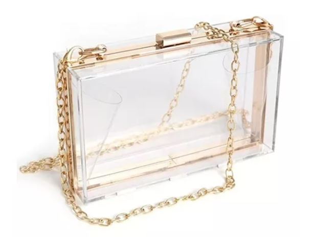 Foto 1 | Bolso de Hombro FZSB-73 Transparente con Cadena Dorada Desmontable