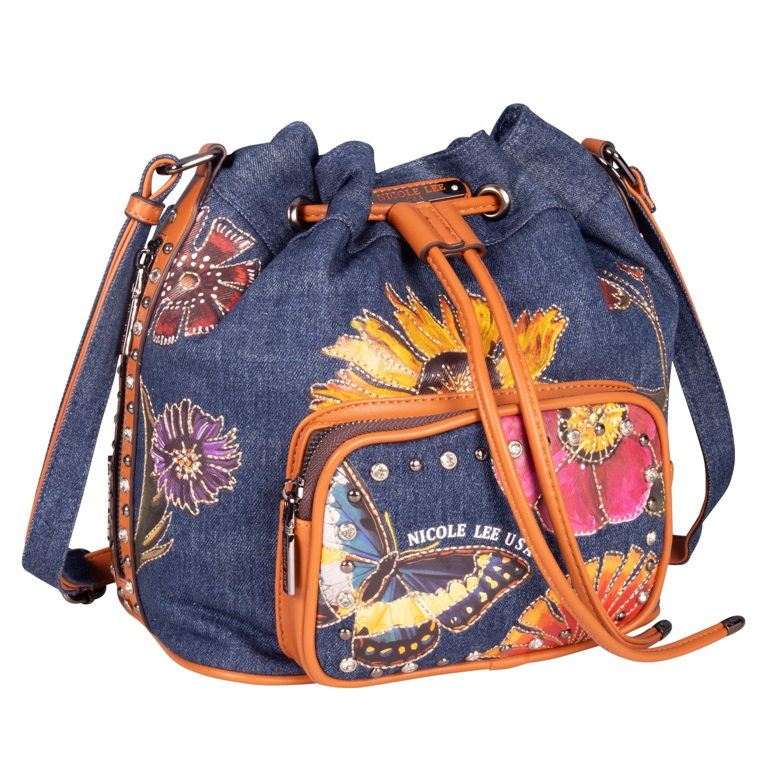 Bolsa con Jareta Nicole Lee de Mezclilla Estampada