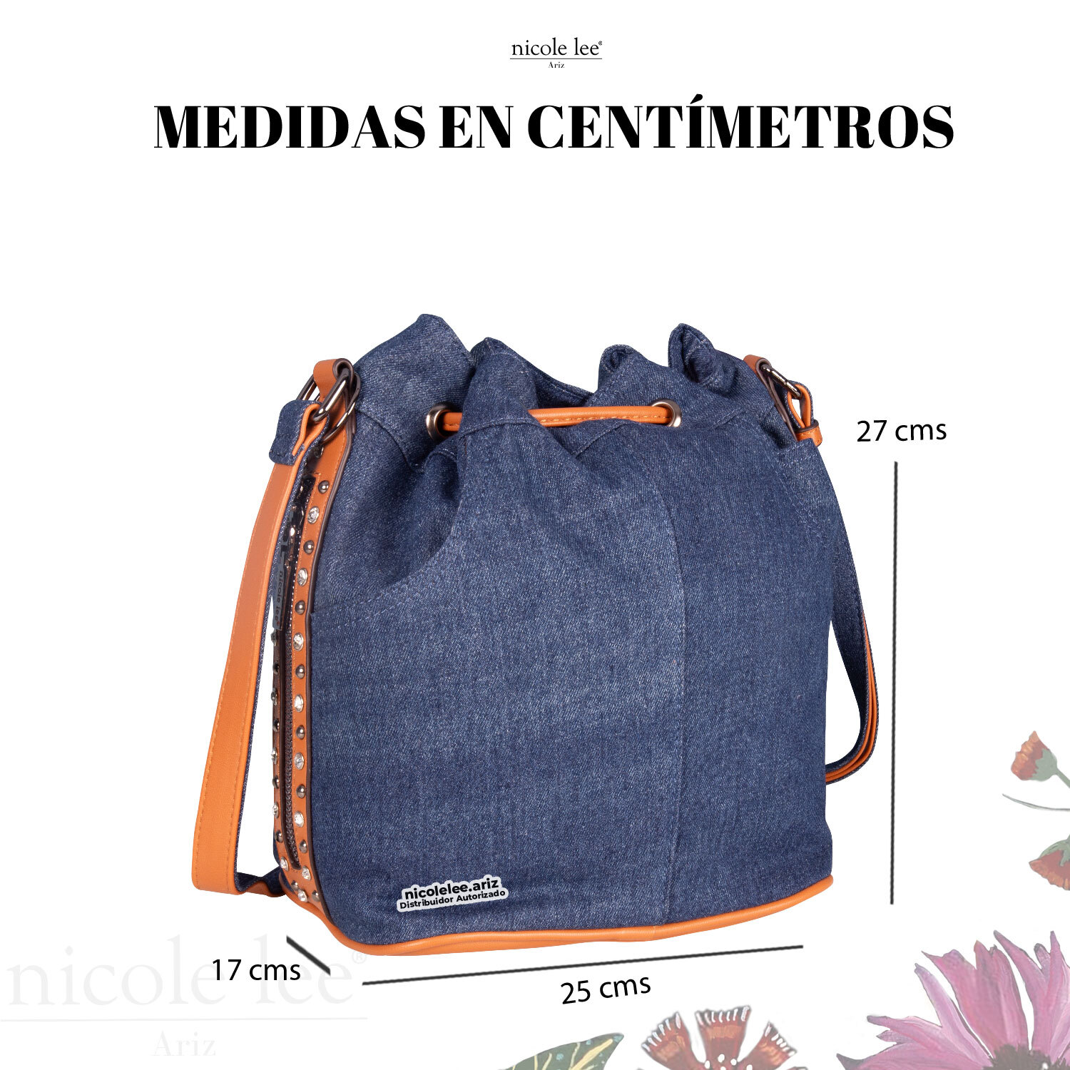 Foto 5 pulgar | Bolsa con Jareta Nicole Lee de Mezclilla Estampada
