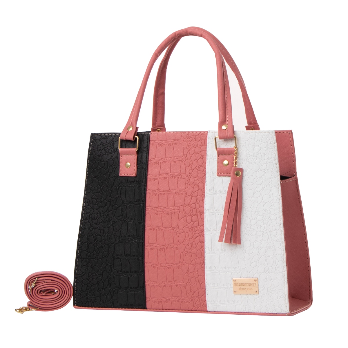 Foto 2 | Bolsa Fana Irma Color Rosa / Negro Reforzada
