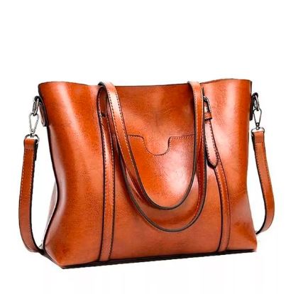 Bolsa De Mano De Piel Resistente Color Marron