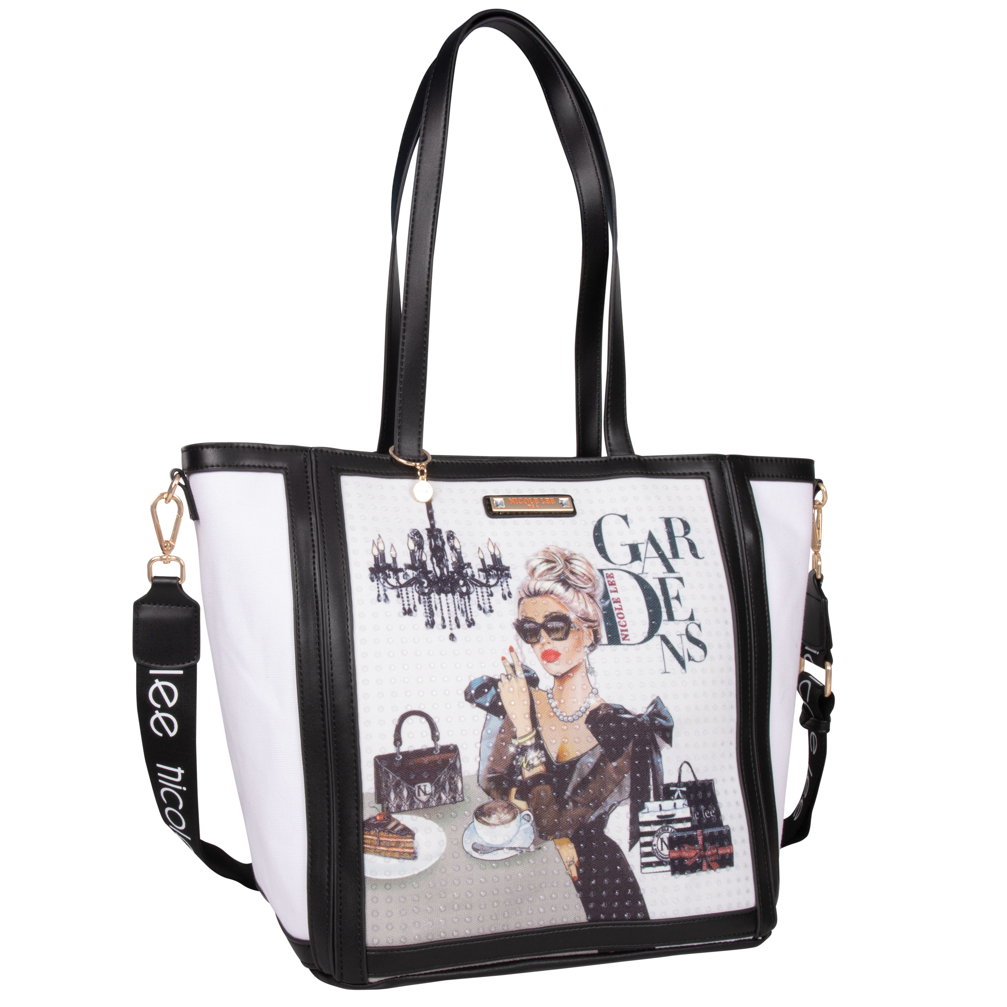 Bolsa Tote Marca Nicole Lee De Tela Con Textura Lady In Black