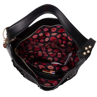 Foto 3 | Bolsa Hobo Nicole Lee Negra de Lentejuelas con Parches