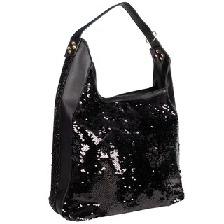 Foto 4 | Bolsa Hobo Nicole Lee Negra de Lentejuelas con Parches