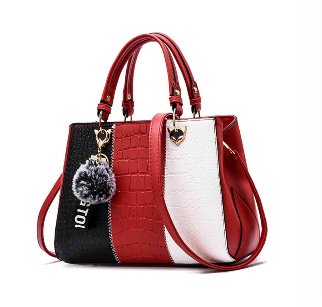 Bolsa Tote con Cartera y Colgante Roja