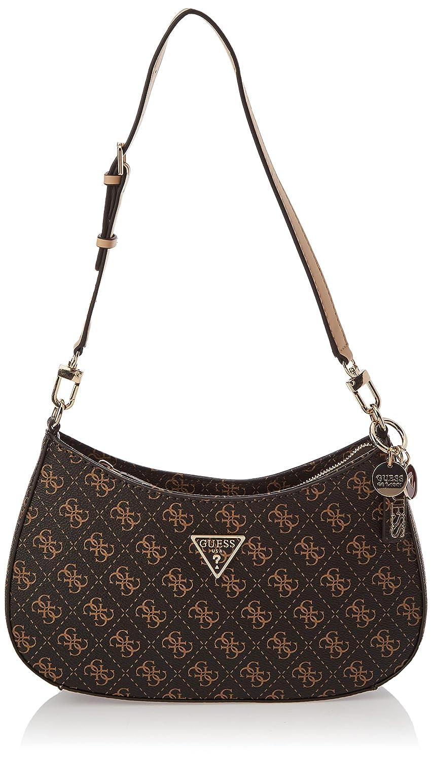 Bandolera Guess Noelle Top con Cremallera y Logotipo Marrón para Mujer - Venta Internacional