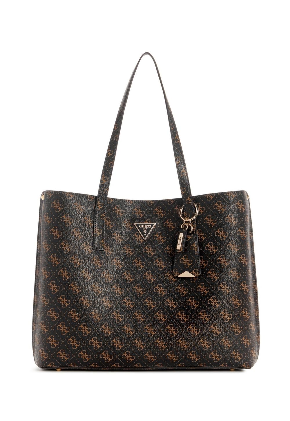 Bolso de Mano Guess Meridian Girlfriend Tote Brown Logo - Venta Internacional