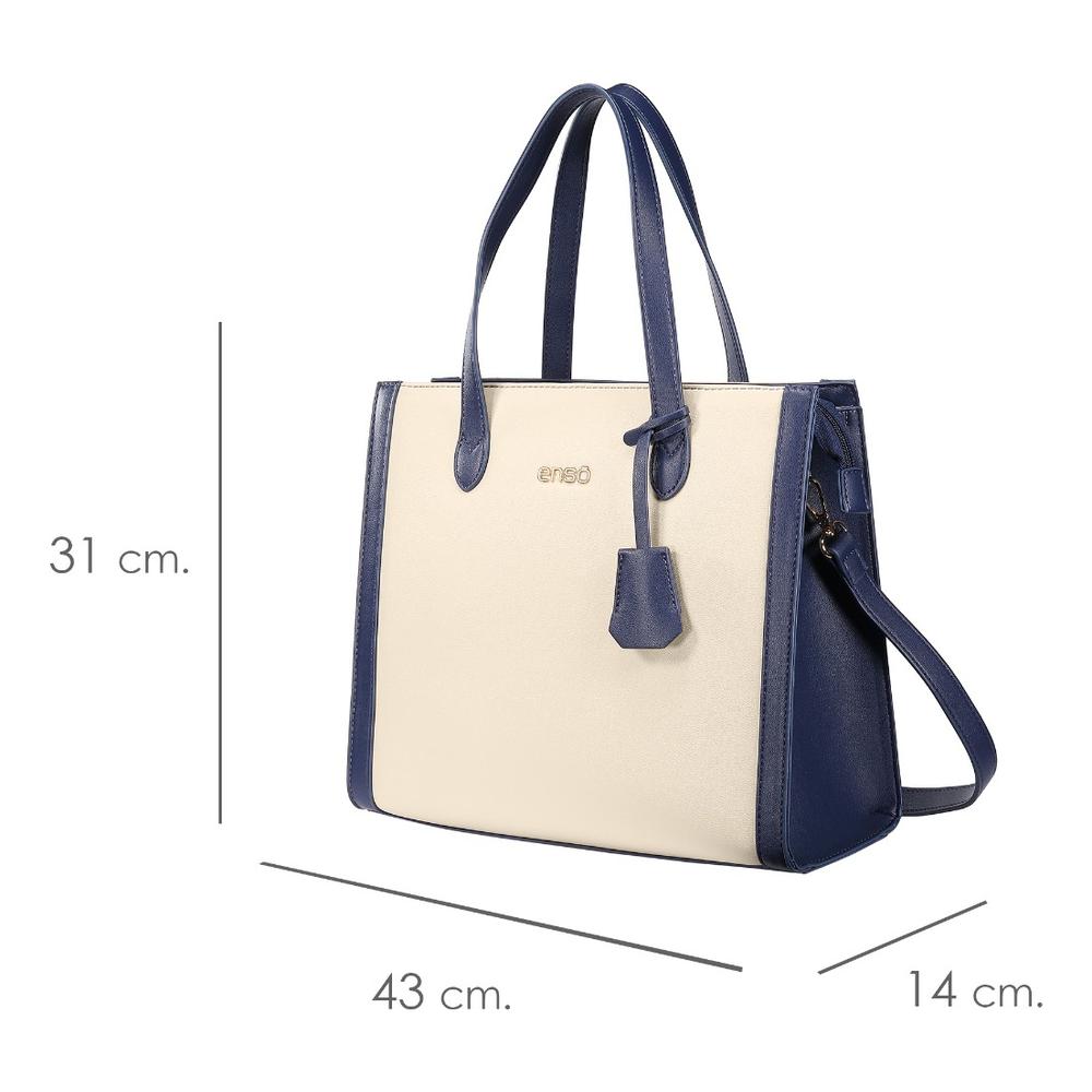 Foto 6 | Bolsa Tote Enso Soleil Chic Mujer Eb2432ttbl13 Beige/azul Marino Beige