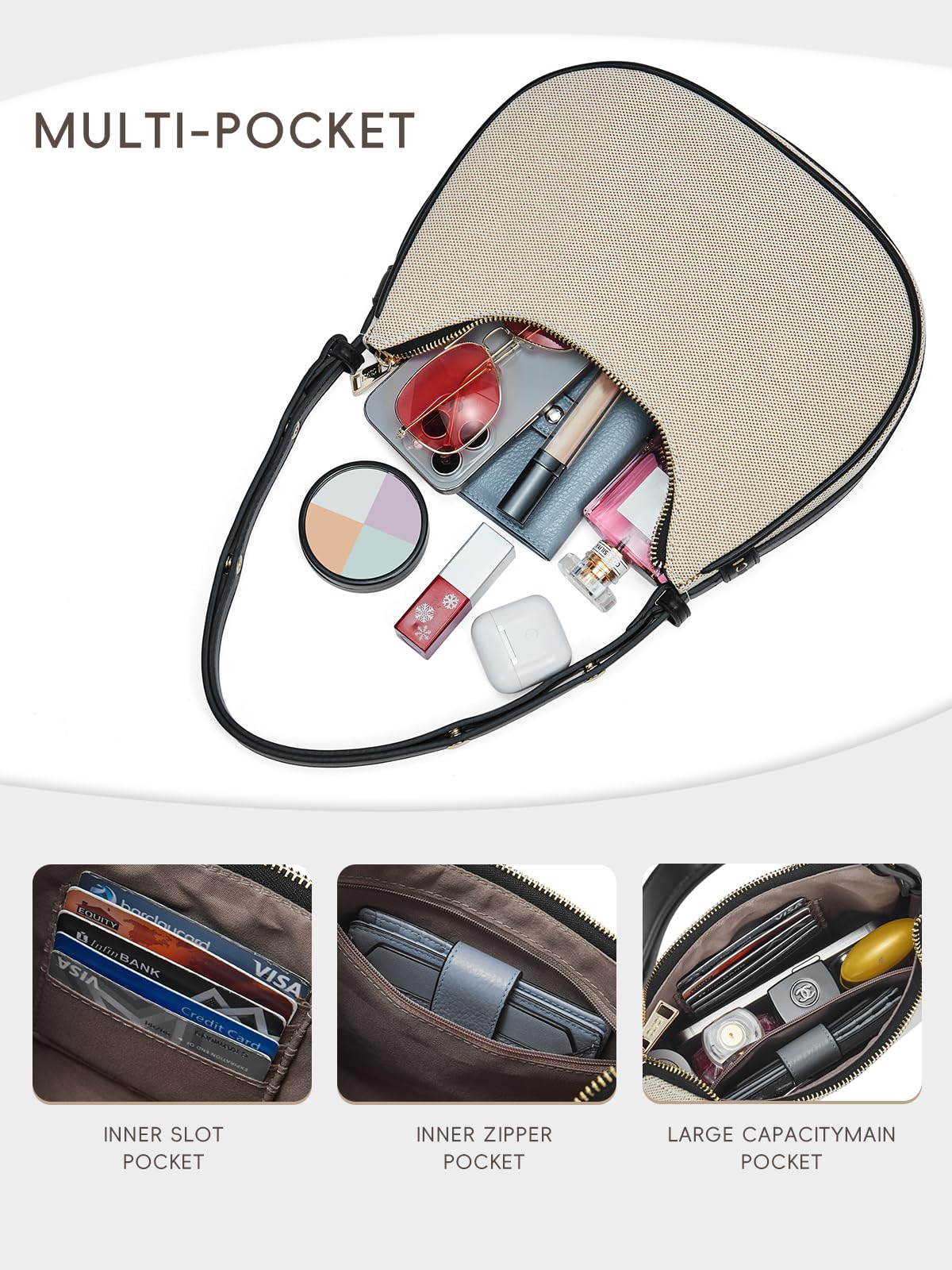 Foto 5 pulgar | Bolso De Hombro Cluci Small Hobo Tote Bolso De Mano Para Mujer De Piel - Venta Internacional.