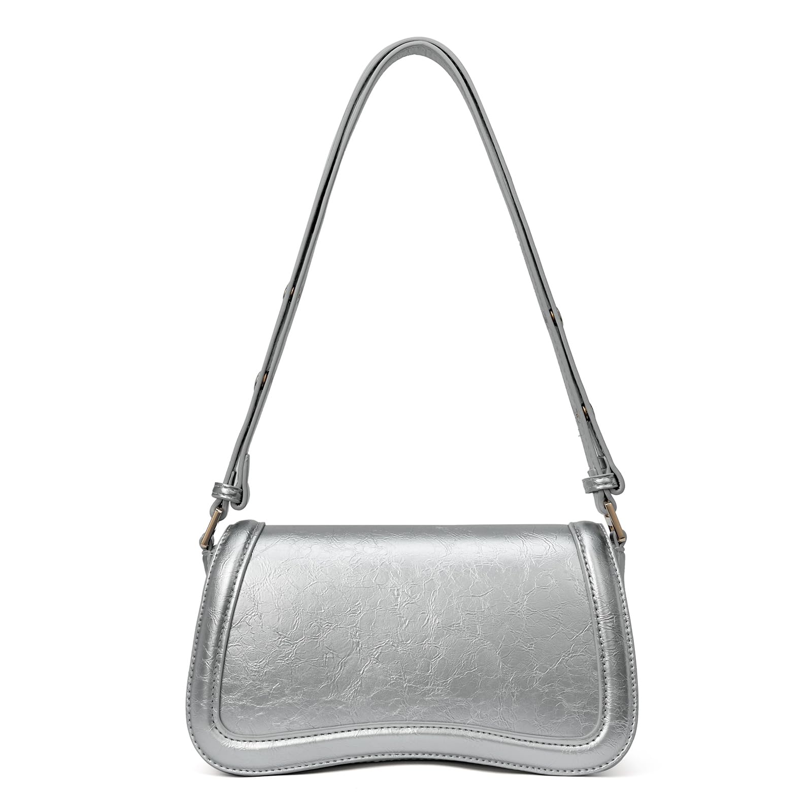 Foto 2 pulgar | Monedero Cluci Pequeño De Poliuretano Plateado Con Grano De Cocodrilo Para Mujer - Venta Internacional.