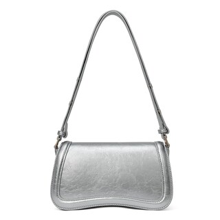 Foto 1 | Monedero Cluci Pequeño De Poliuretano Plateado Con Grano De Cocodrilo Para Mujer - Venta Internacional.