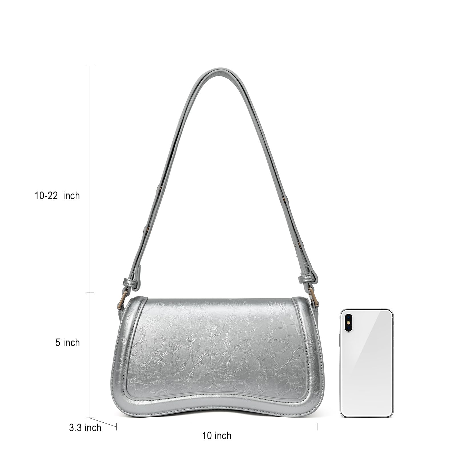 Foto 4 pulgar | Monedero Cluci Pequeño De Poliuretano Plateado Con Grano De Cocodrilo Para Mujer - Venta Internacional.