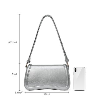 Foto 3 | Monedero Cluci Pequeño De Poliuretano Plateado Con Grano De Cocodrilo Para Mujer - Venta Internacional.