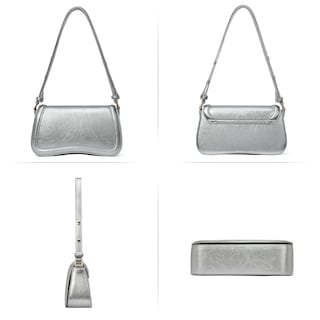Foto 6 | Monedero Cluci Pequeño De Poliuretano Plateado Con Grano De Cocodrilo Para Mujer - Venta Internacional.