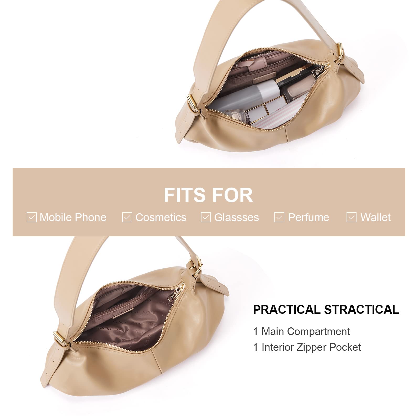 Foto 5 pulgar | Bolso De Hombro Cluci Dumpling Small Hobo De Cuero Vegano Para Mujer - Venta Internacional.