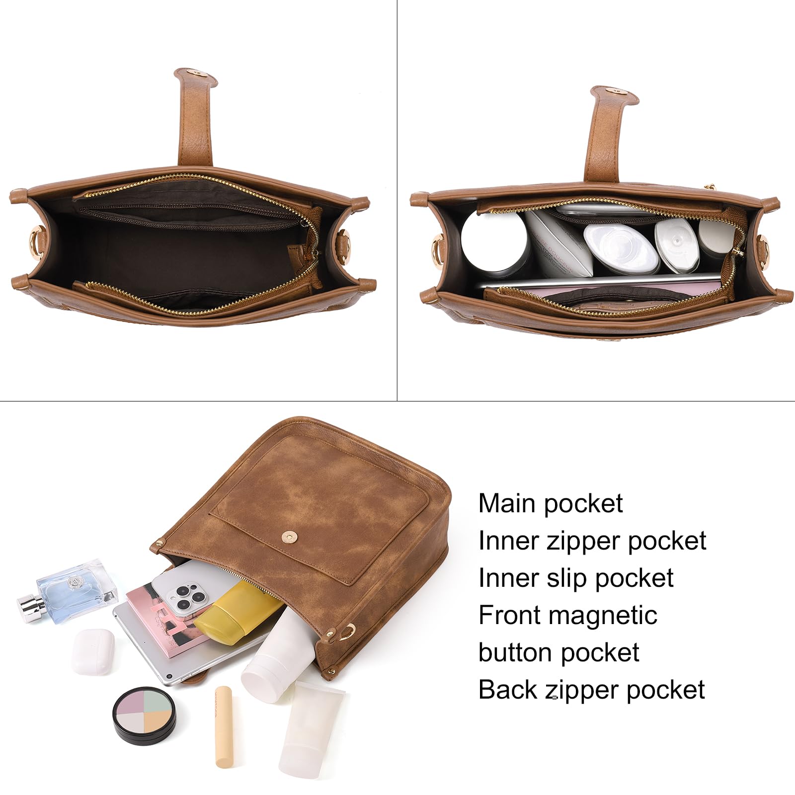 Foto 4 pulgar | Bandolera Cluci Trendy De Piel Vegana Con Dos Correas - Venta Internacional.