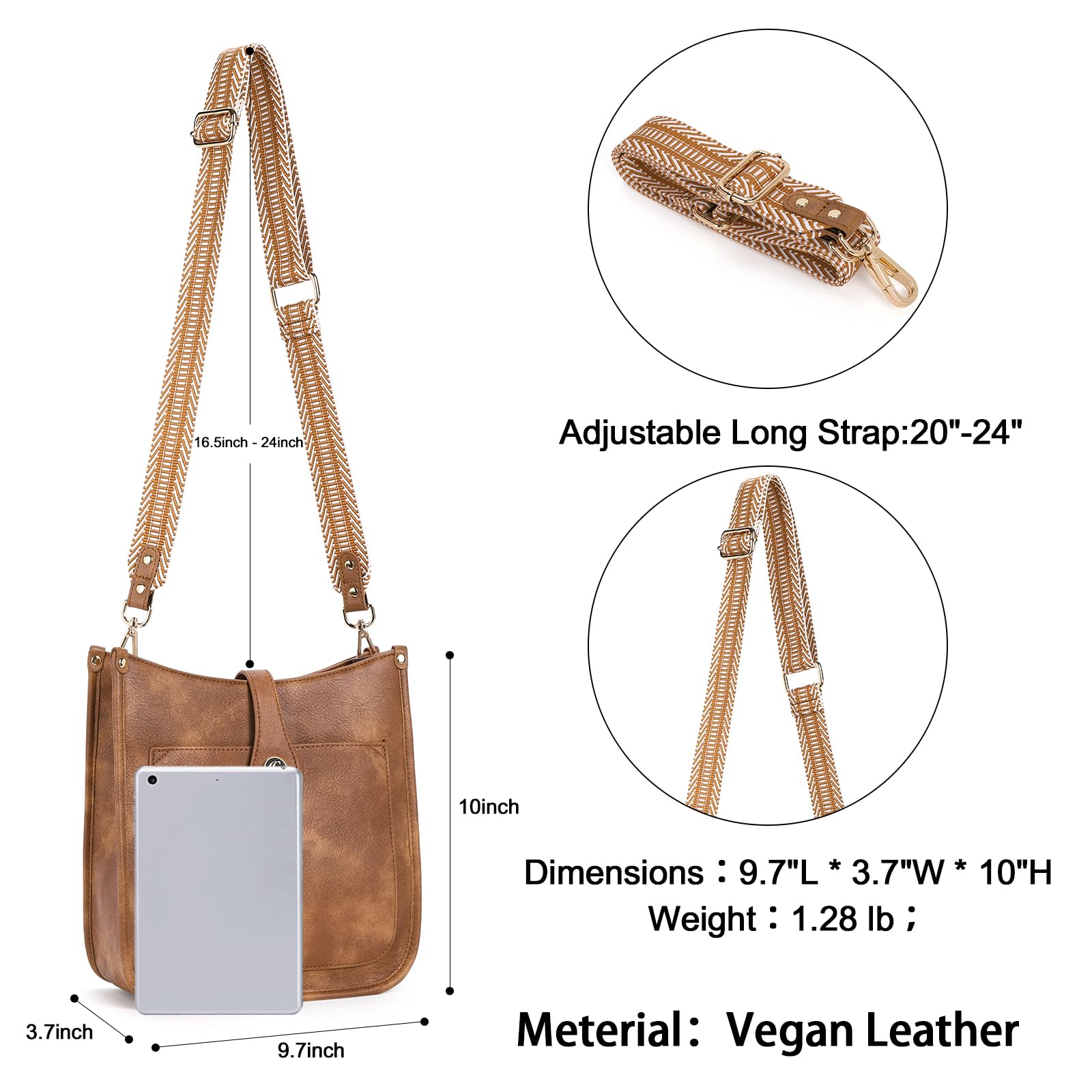 Foto 5 pulgar | Bandolera Cluci Trendy De Piel Vegana Con Dos Correas - Venta Internacional.