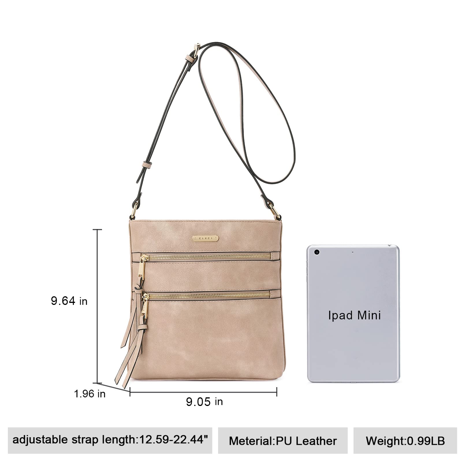 Foto 4 pulgar | Bolsos Tipo Bandolera Cluci Para Mujer De Piel Suave Con Correa Ajustable - Venta Internacional.