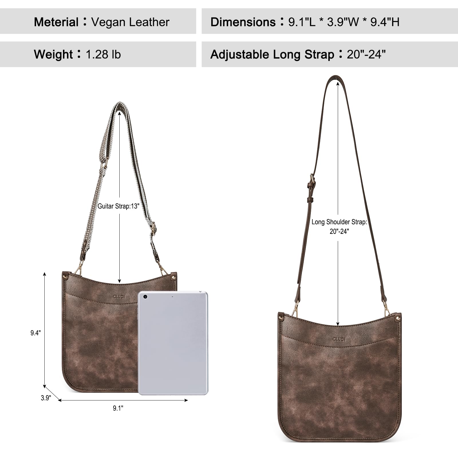 Foto 4 pulgar | Bandolera Cluci Trendy De Piel Vegana Con Dos Correas - Venta Internacional.
