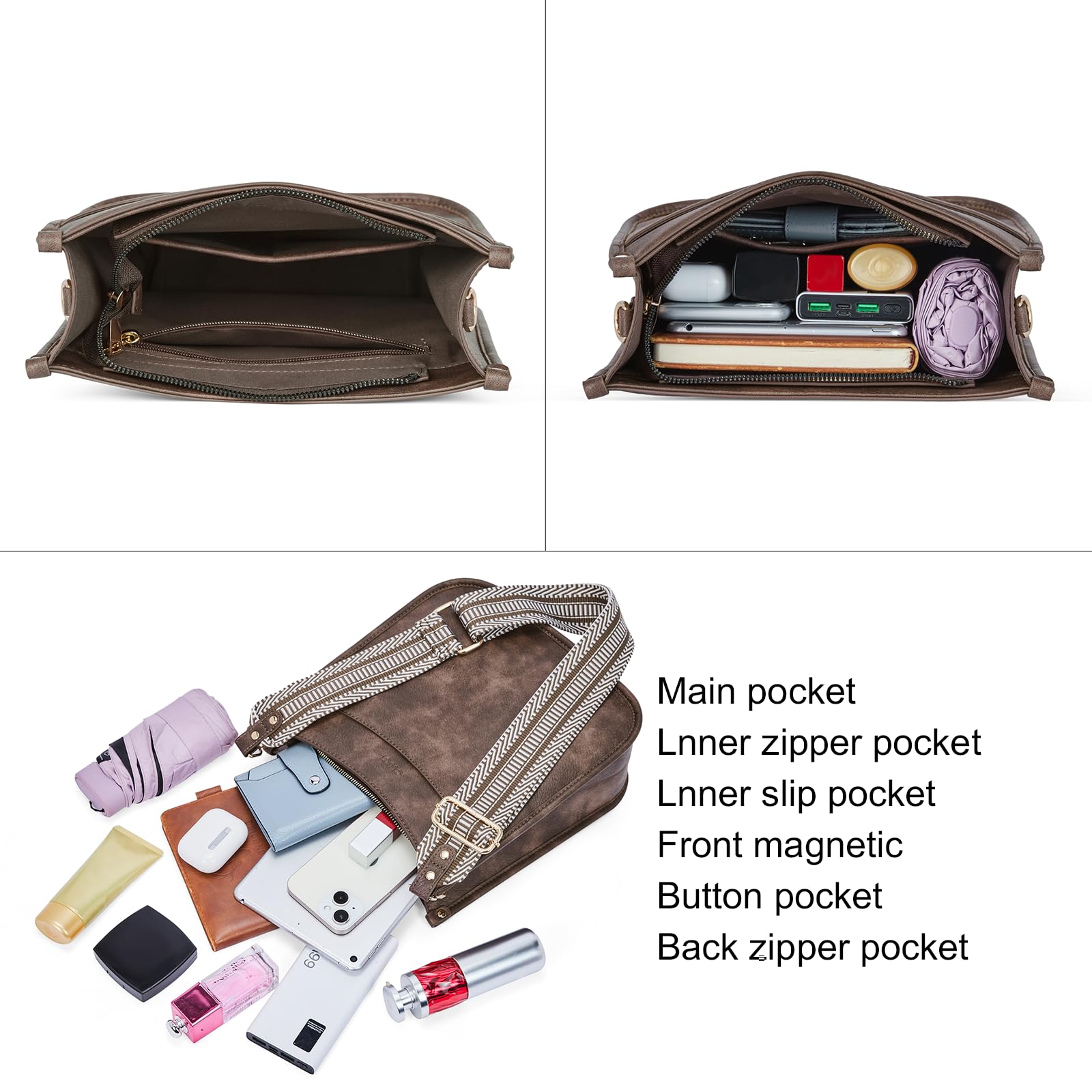 Foto 4 | Bandolera Cluci Trendy De Piel Vegana Con Dos Correas - Venta Internacional.