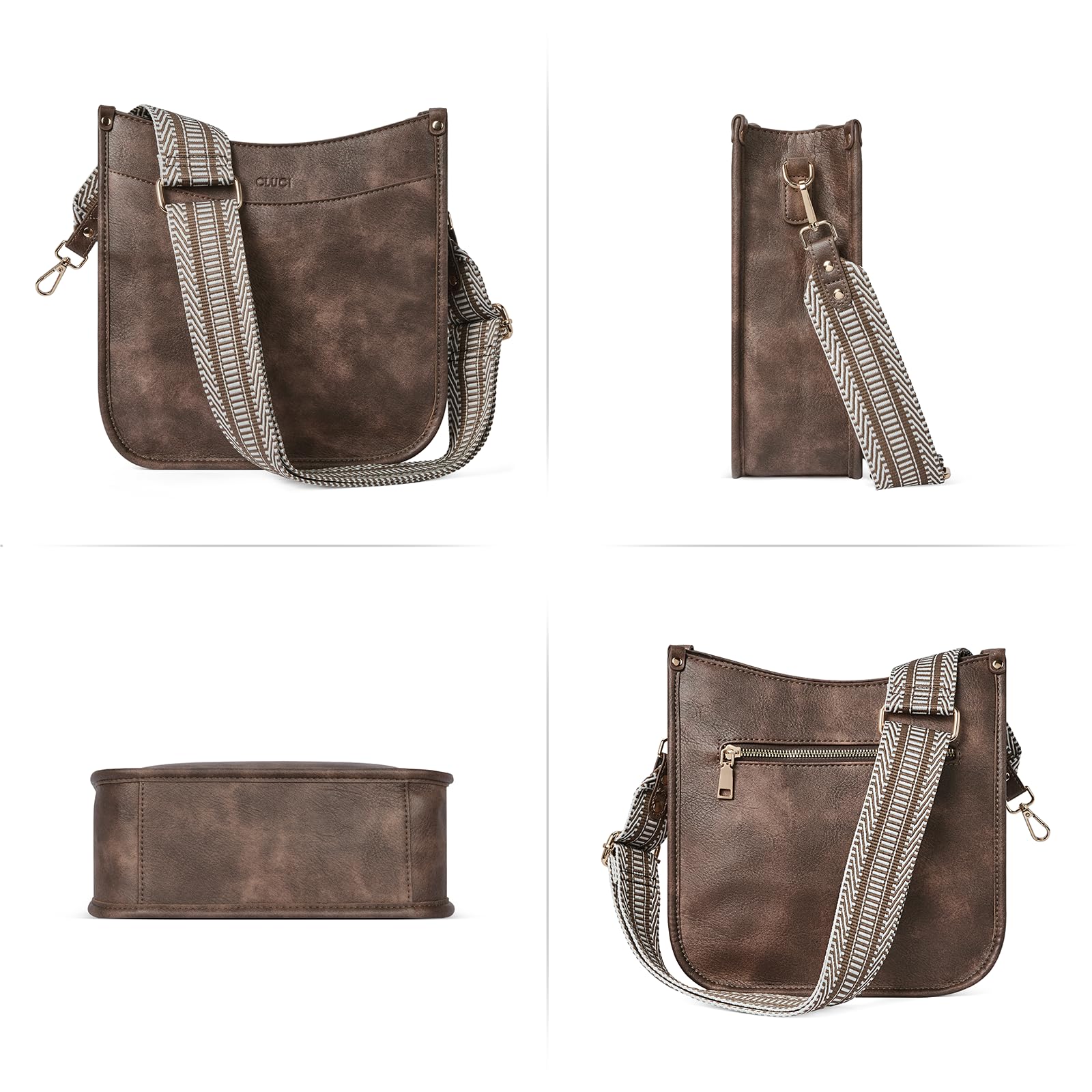 Foto 6 | Bandolera Cluci Trendy De Piel Vegana Con Dos Correas - Venta Internacional.