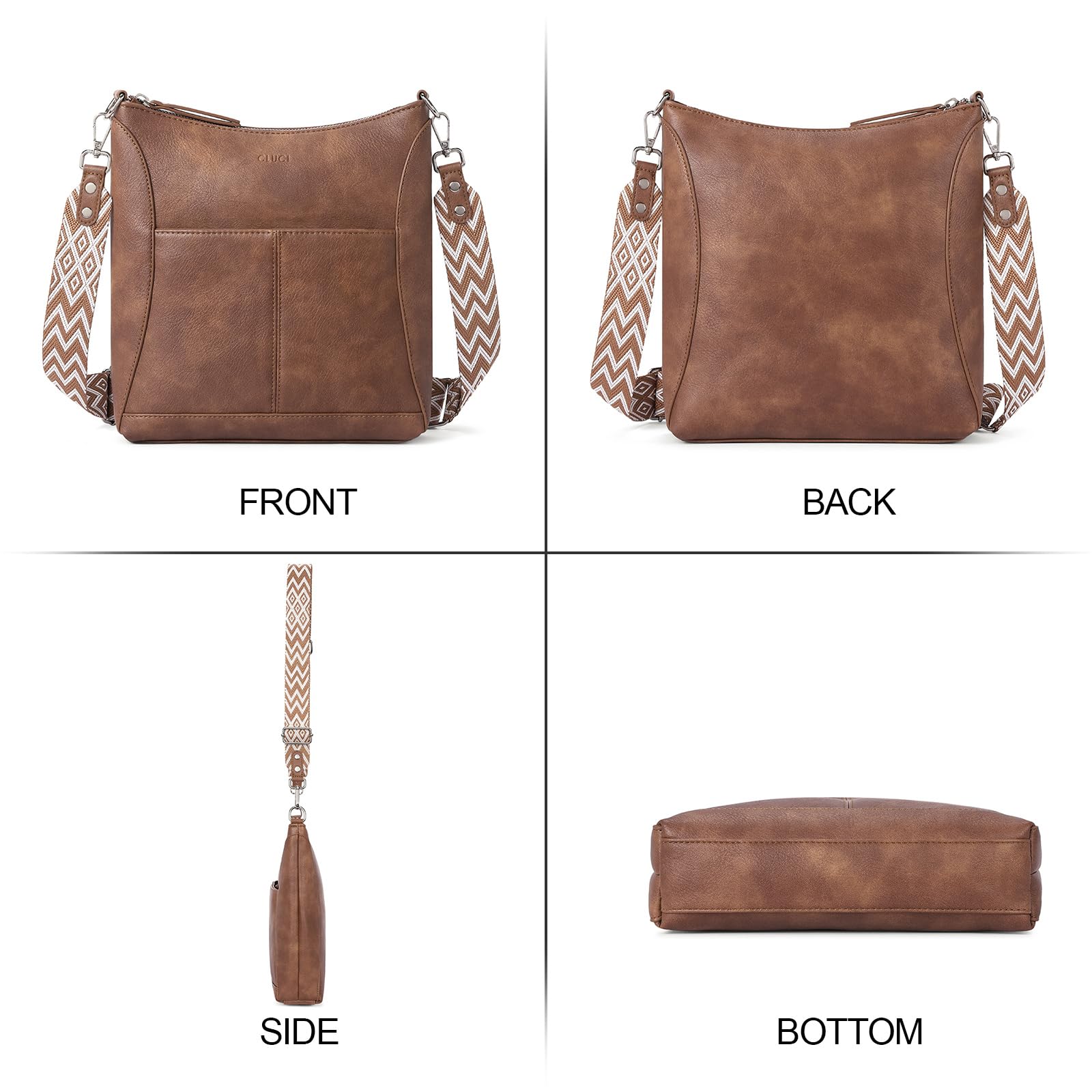 Foto 6 | Bandolera Cluci De Piel Con Bandolera Mediana Para Mujer - Venta Internacional.