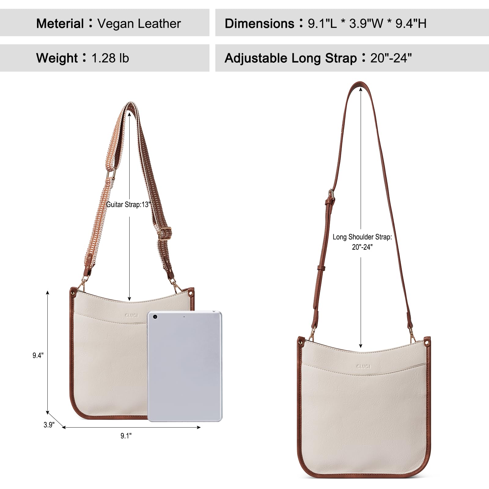 Foto 4 pulgar | Bandolera Cluci De Piel Vegana Moderna Con Dos Correas Para Mujer - Venta Internacional.