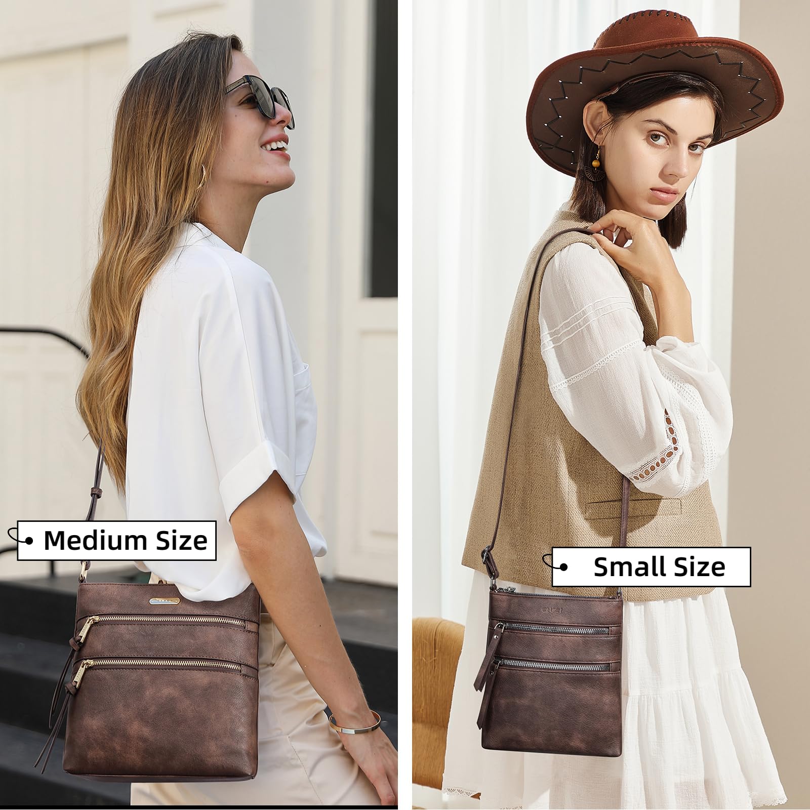 Foto 3 pulgar | Bolsos Tipo Bandolera Cluci Para Mujer De Piel Suave Con Correa Ajustable - Venta Internacional.