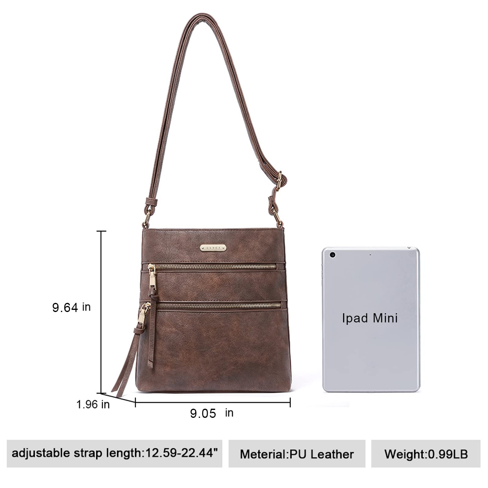 Foto 4 pulgar | Bolsos Tipo Bandolera Cluci Para Mujer De Piel Suave Con Correa Ajustable - Venta Internacional.